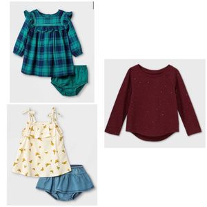 Cat & Jack Girls 12M Clothing Bundle Lot 5pcs Dress Long Sleeve Tencel Top